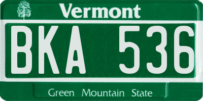 VT license plate BKA536
