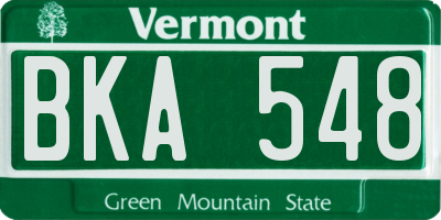 VT license plate BKA548