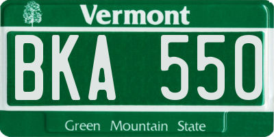 VT license plate BKA550