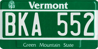 VT license plate BKA552