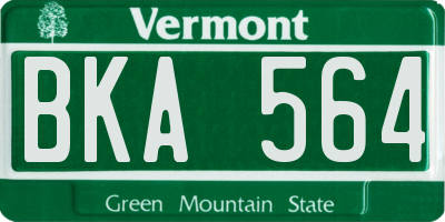 VT license plate BKA564