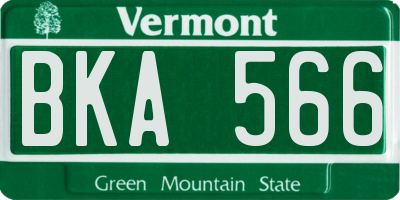 VT license plate BKA566