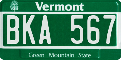 VT license plate BKA567