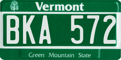 VT license plate BKA572