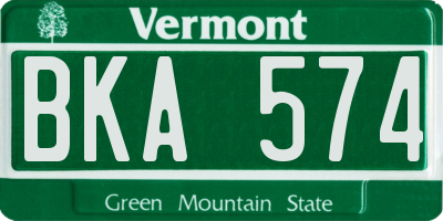 VT license plate BKA574