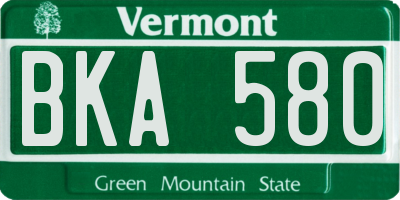 VT license plate BKA580