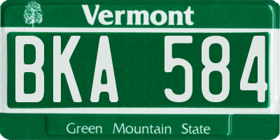 VT license plate BKA584