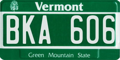 VT license plate BKA606