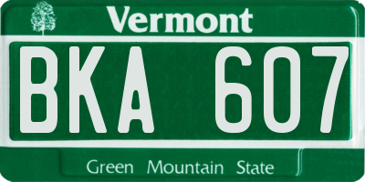 VT license plate BKA607