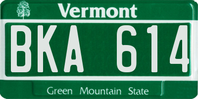 VT license plate BKA614