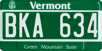 VT license plate BKA634