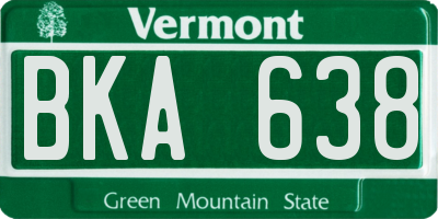 VT license plate BKA638