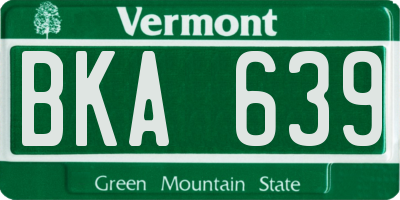 VT license plate BKA639