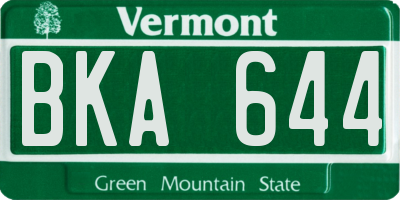 VT license plate BKA644