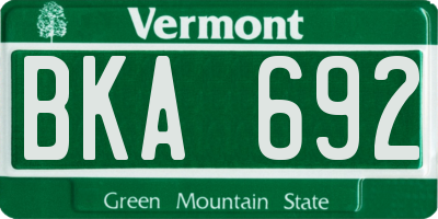 VT license plate BKA692