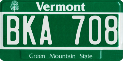 VT license plate BKA708