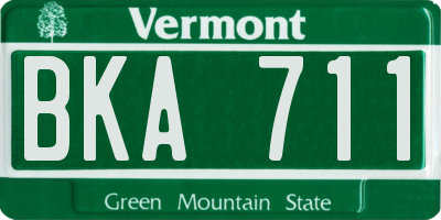 VT license plate BKA711