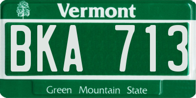 VT license plate BKA713