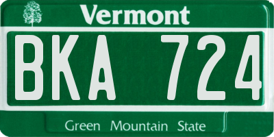 VT license plate BKA724