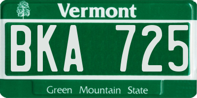 VT license plate BKA725