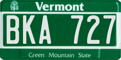 VT license plate BKA727