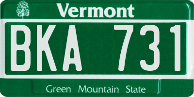 VT license plate BKA731