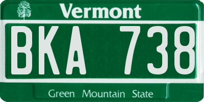 VT license plate BKA738