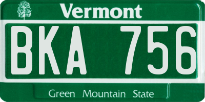VT license plate BKA756
