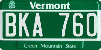 VT license plate BKA760
