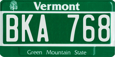 VT license plate BKA768