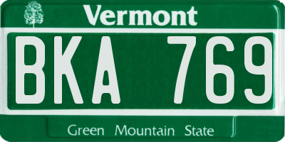 VT license plate BKA769