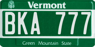 VT license plate BKA777