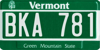 VT license plate BKA781
