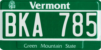 VT license plate BKA785