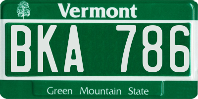 VT license plate BKA786