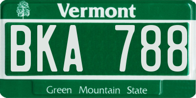 VT license plate BKA788