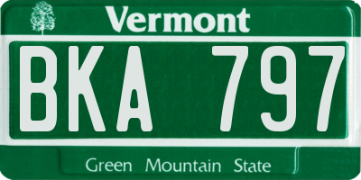 VT license plate BKA797