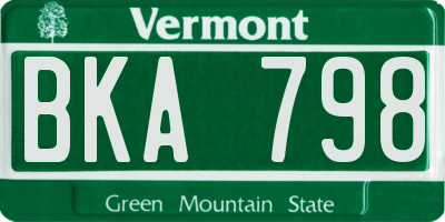 VT license plate BKA798