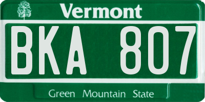VT license plate BKA807