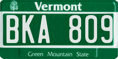 VT license plate BKA809