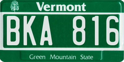 VT license plate BKA816