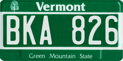 VT license plate BKA826