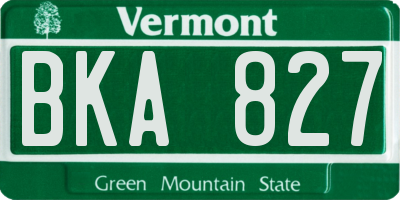 VT license plate BKA827