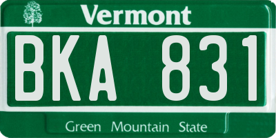 VT license plate BKA831