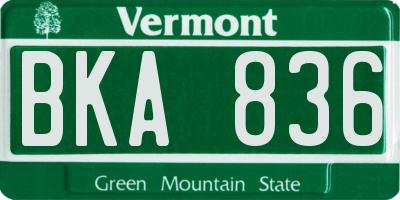 VT license plate BKA836