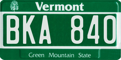 VT license plate BKA840
