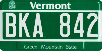 VT license plate BKA842