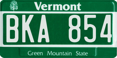 VT license plate BKA854