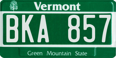 VT license plate BKA857