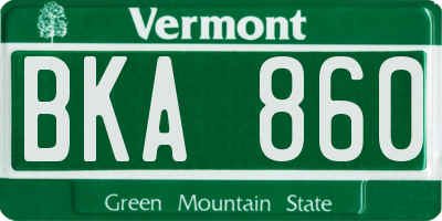 VT license plate BKA860